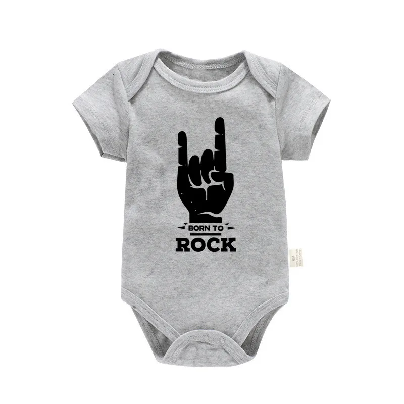 Body niemowlęce Born To Rock z krótkim rękawem Pf0844 szary