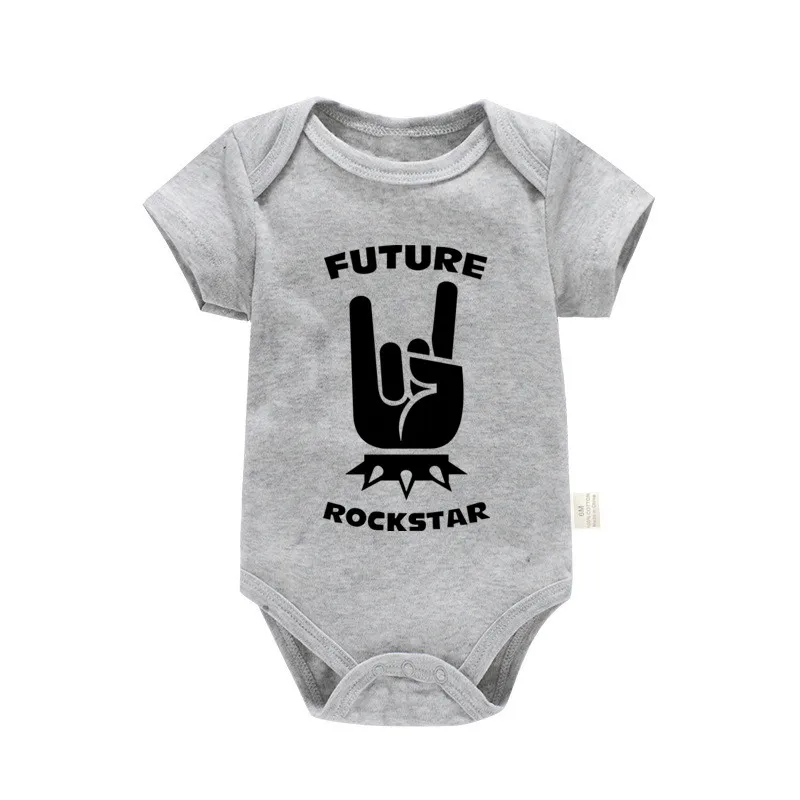 Body niemowlęce Born To Rock z krótkim rękawem Pf0845 szary