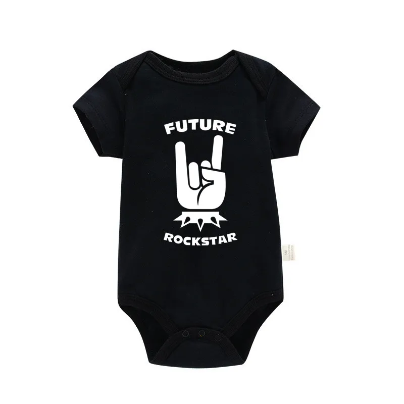 Body niemowlęce Born To Rock z krótkim rękawem Pf0846 czarny