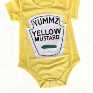 Body niemowlęce z krótkim rękawem dla bliźniąt bawełniane Żółty