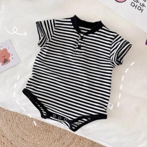 Body niemowlęce w paski z krótkim rękawem dla chłopca i dziewczynki Stripes