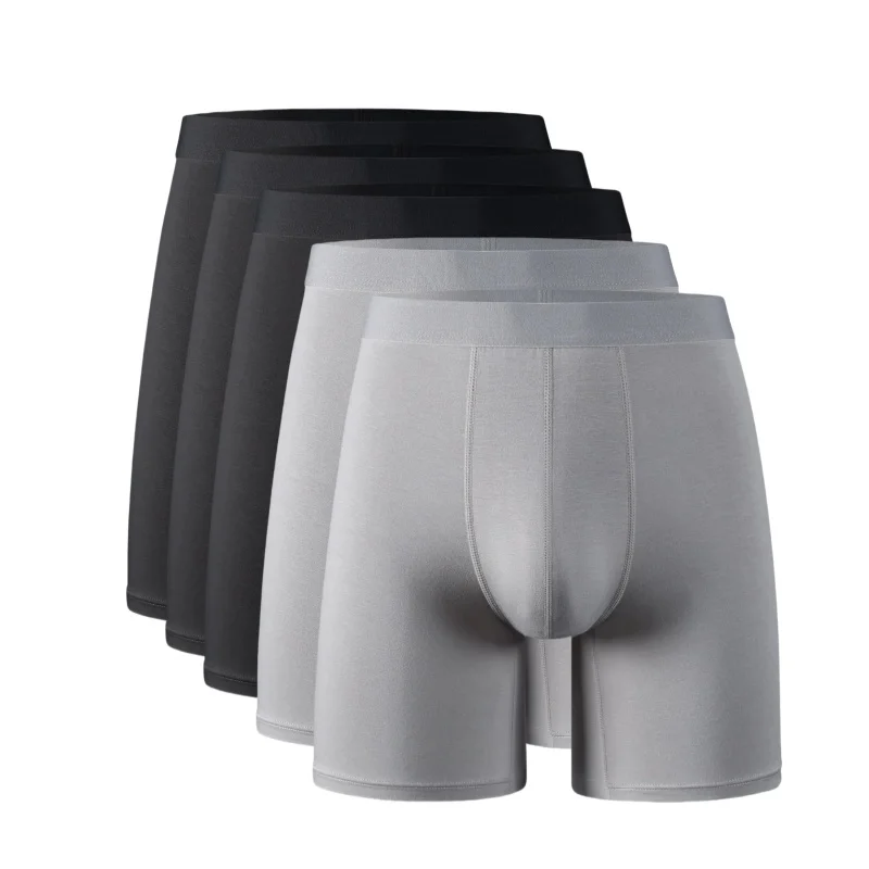 Bokserki męskie z włókna bambusowego z dłuższą nogawką 93black 2gray