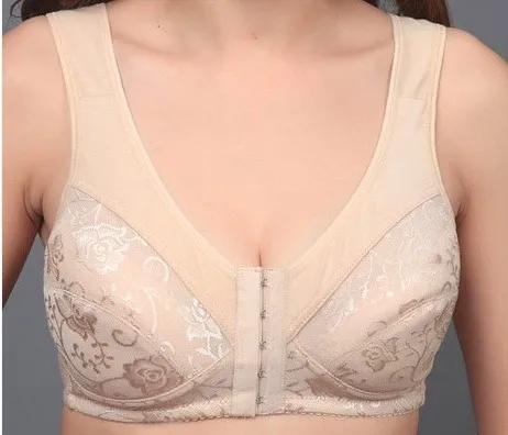 Bralette bawełniany bezprzewodowy zapinany z przodu wygodny Czarny
