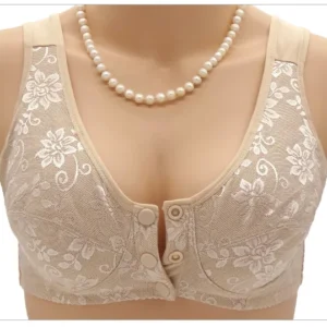 Bralette bawełniany bezprzewodowy zapinany z przodu wygodny Czerwony