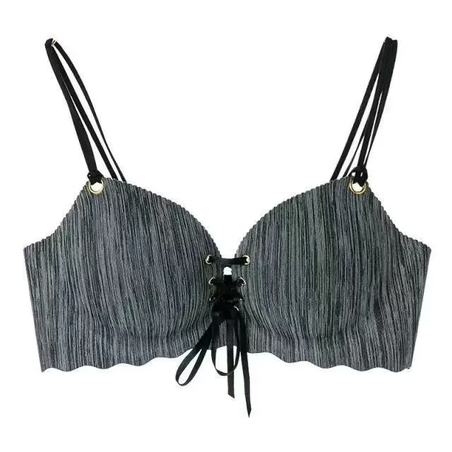 Bralette w paski bandaż push-up regulowane ramiączka Biały
