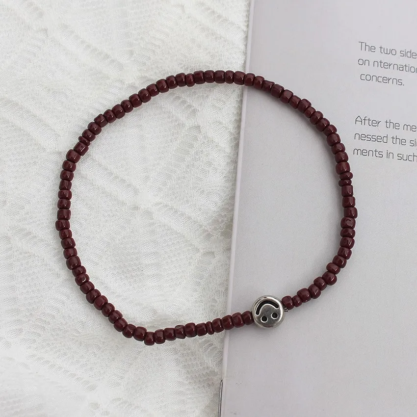 Bransoletka z koralików z buźką, kolorowa biżuteria boho 7