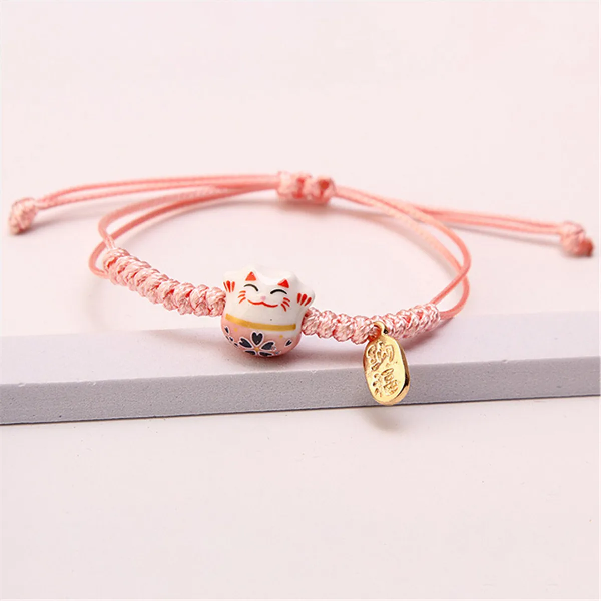 Bransoletka z koralików dla dziewczynki – ceramiczny kotek na szczęście Lucky Cat 28