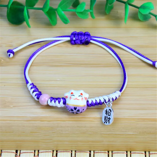 Bransoletka z koralików dla dziewczynki – ceramiczny kotek na szczęście Lucky Cat 31