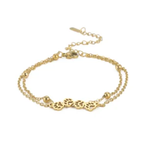 Bransoletka na kostkę z ażurową kocią łapką ze stali Paw anklet g