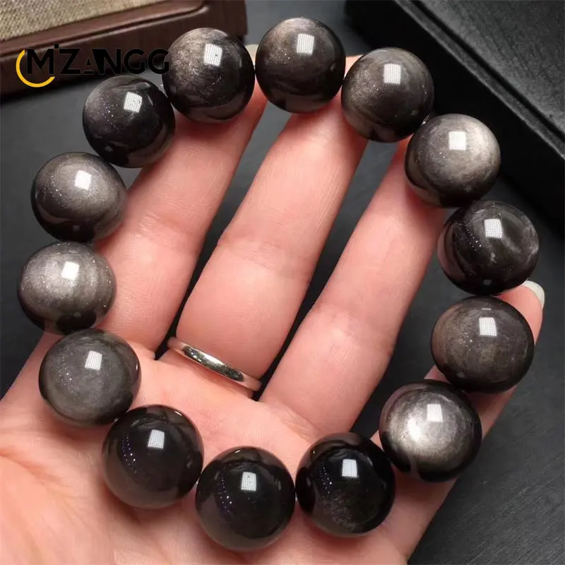 Bransoletka z obsydianu z kocim okiem – naturalna, srebrny i złoty amulet Złoto