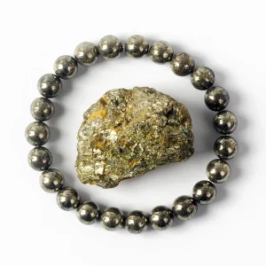Bransoletka z naturalnego pirytu — kamień energetyczny 6/8 mm Szary