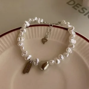 Bransoletka ze srebra 925 z perłami i węzełkami Pearl 01