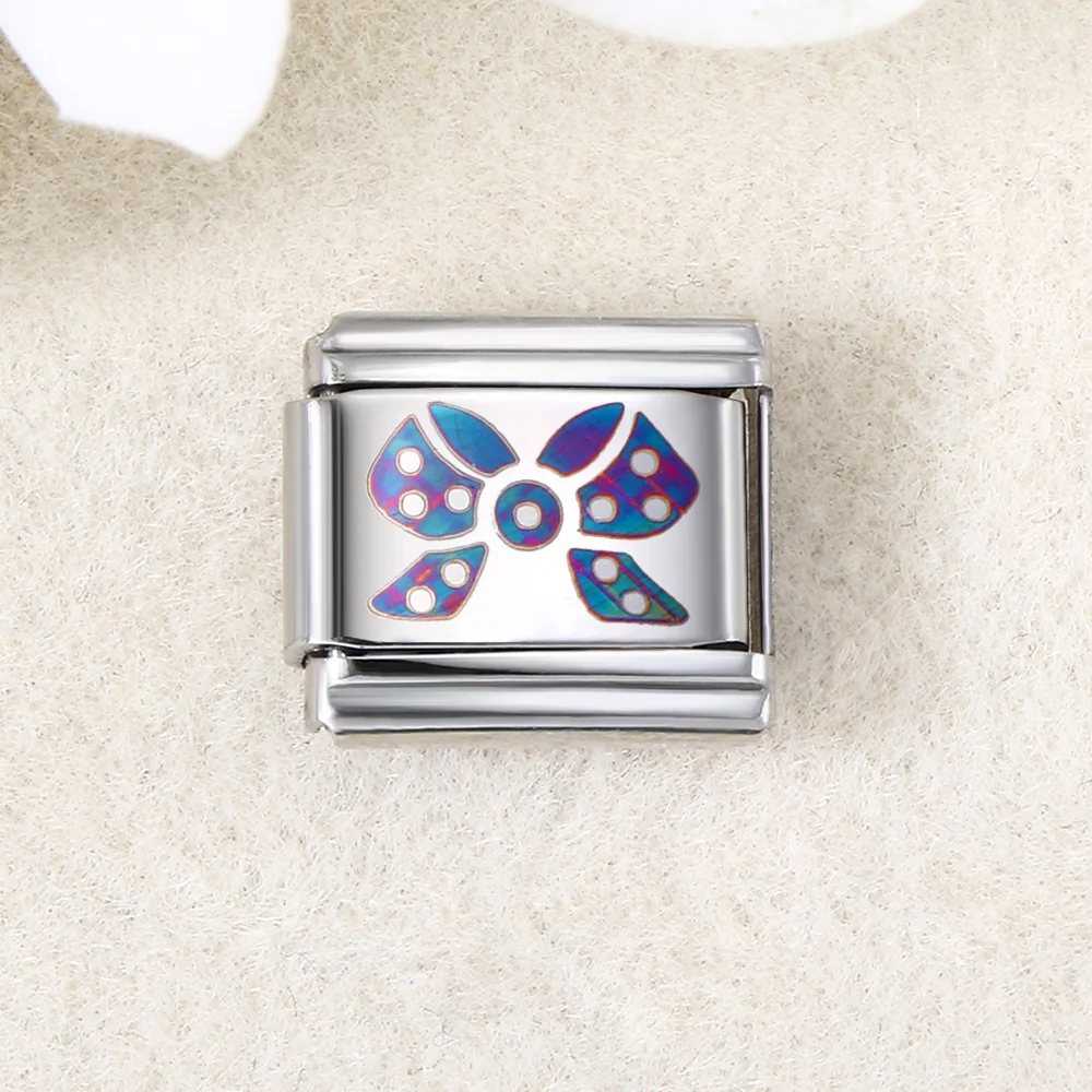 Bransoletka ze stali z zawieszkami Italian Charm 9 mm Beżowy