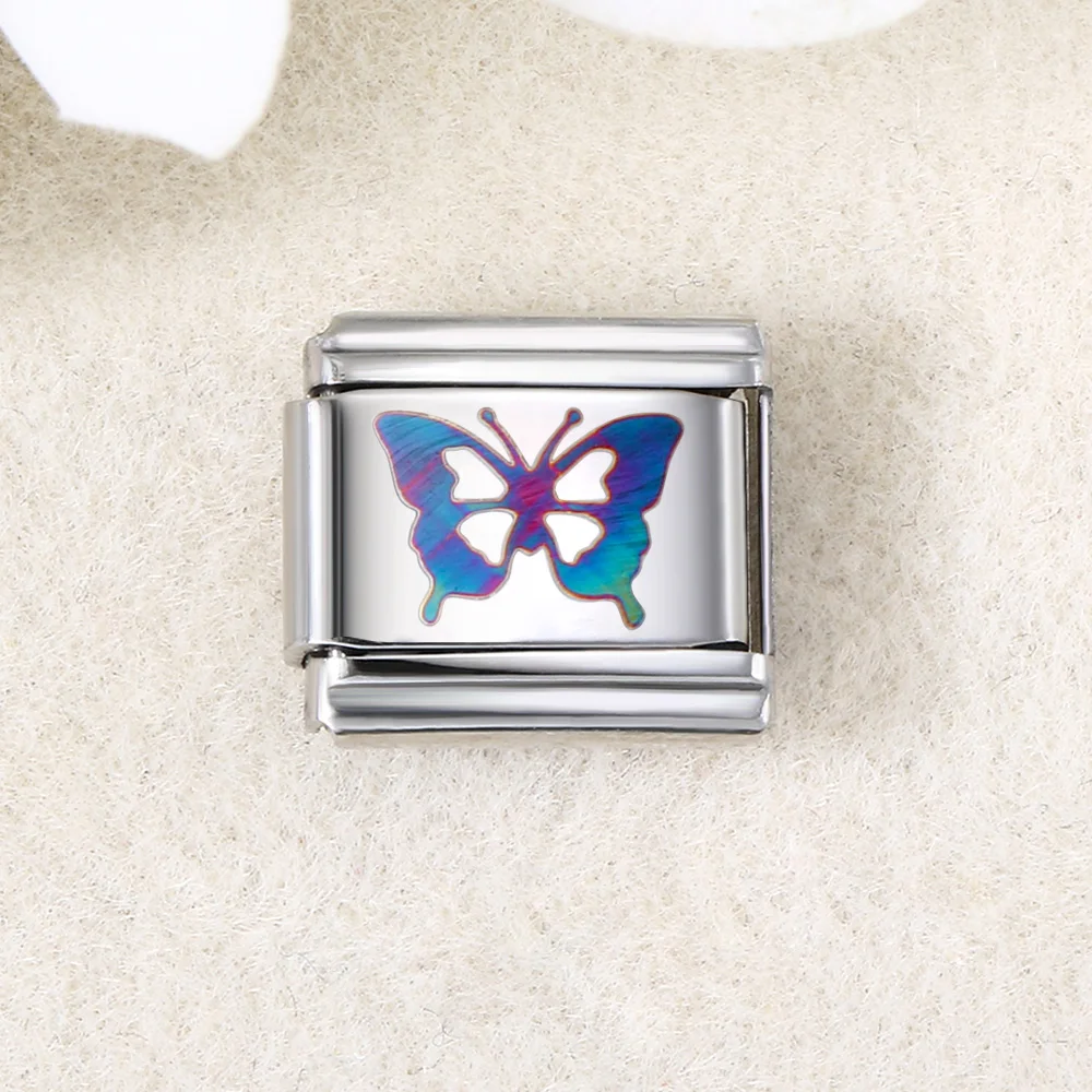 Bransoletka ze stali z zawieszkami Italian Charm 9 mm Ciemny czerwony