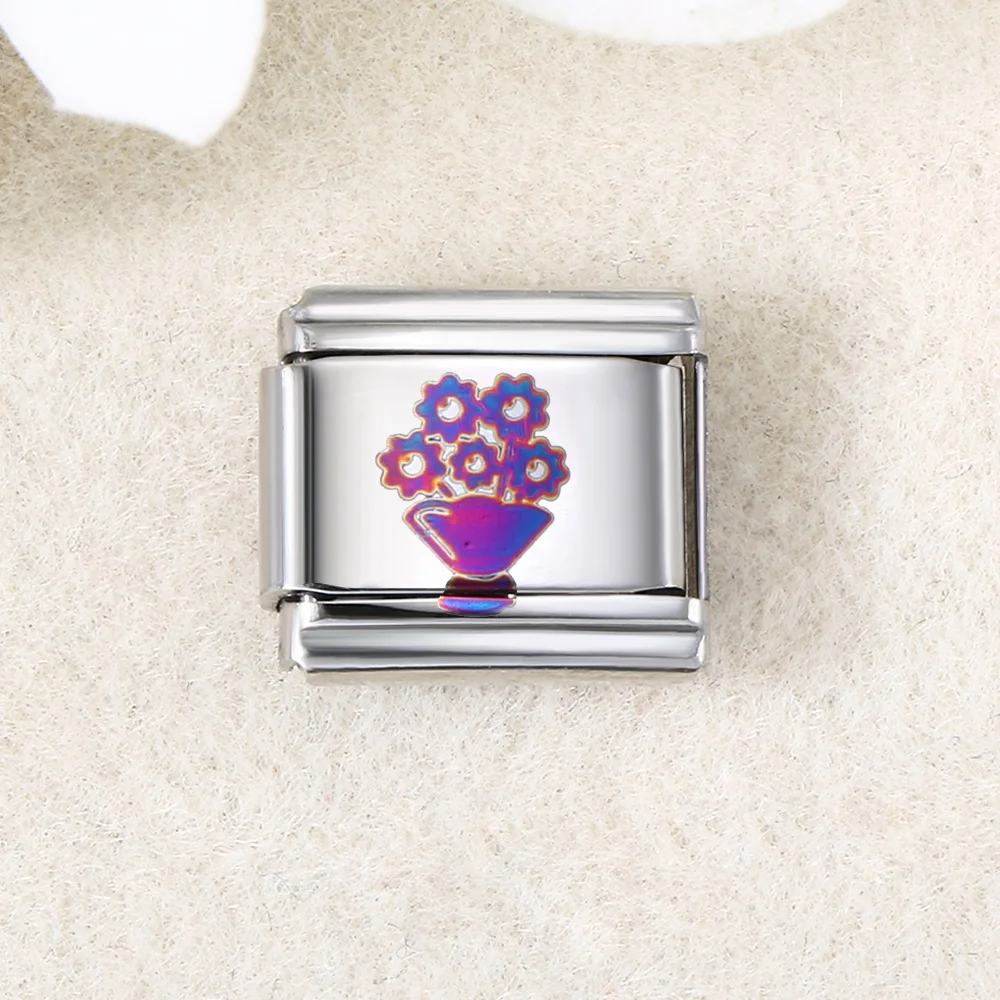 Bransoletka ze stali z zawieszkami Italian Charm 9 mm Czerwony