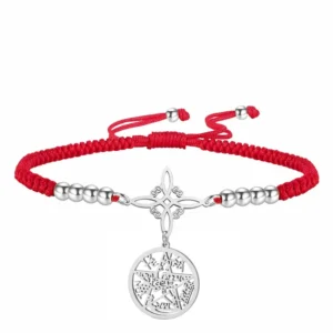 Bransoletka ze stali nierdzewnej – pentagram i węzeł czarownicy Brązowo żółty