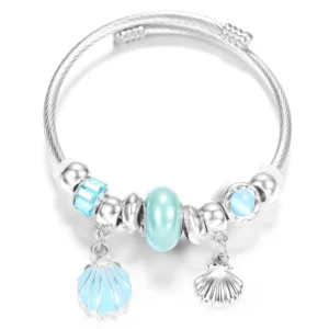 Bransoletka ze stali z wisiorkiem księżyc i kot, 4 kolory Bracelet