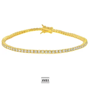 Bransoletka tenisowa z moissanitem 2 mm, pozłacana 18k Złoty