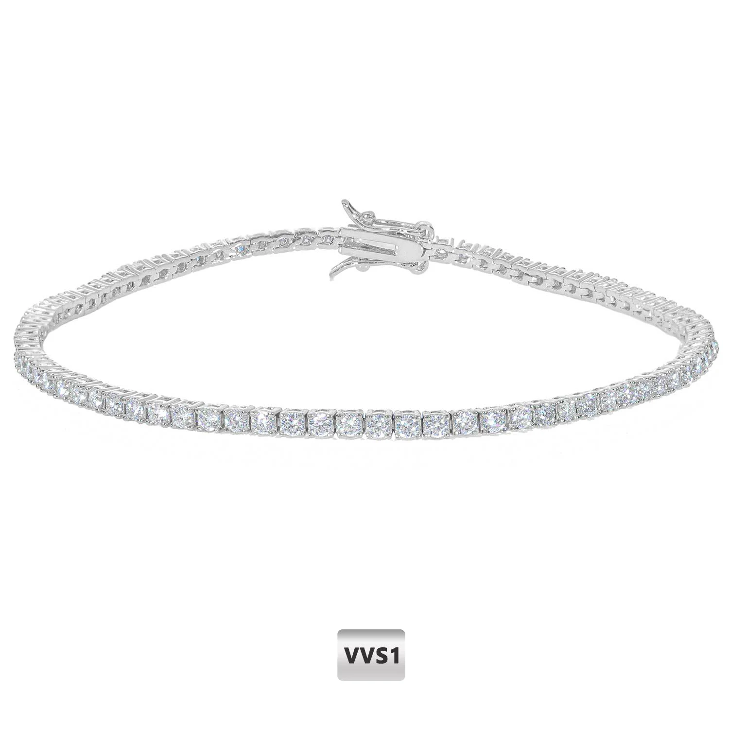 Bransoletka tenisowa z moissanitem 2 mm, pozłacana 18k Srebrny