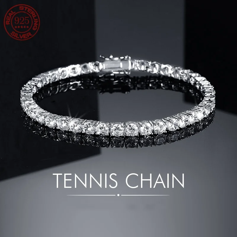 Bransoletka tenisowa z moissanitem - srebro 925 pozłacane 18K 3mm 16.
