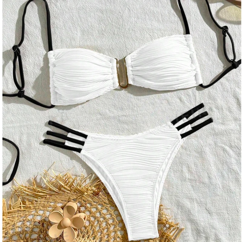Brazylijskie bikini damskie dwuczęściowe na lato Czarny