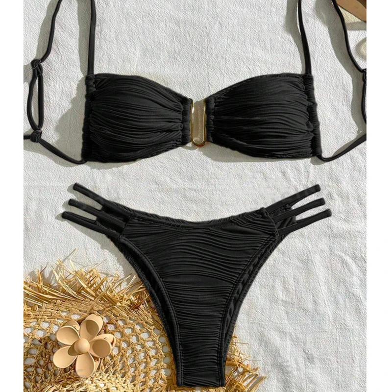 Brazylijskie bikini damskie dwuczęściowe na lato Niebieski