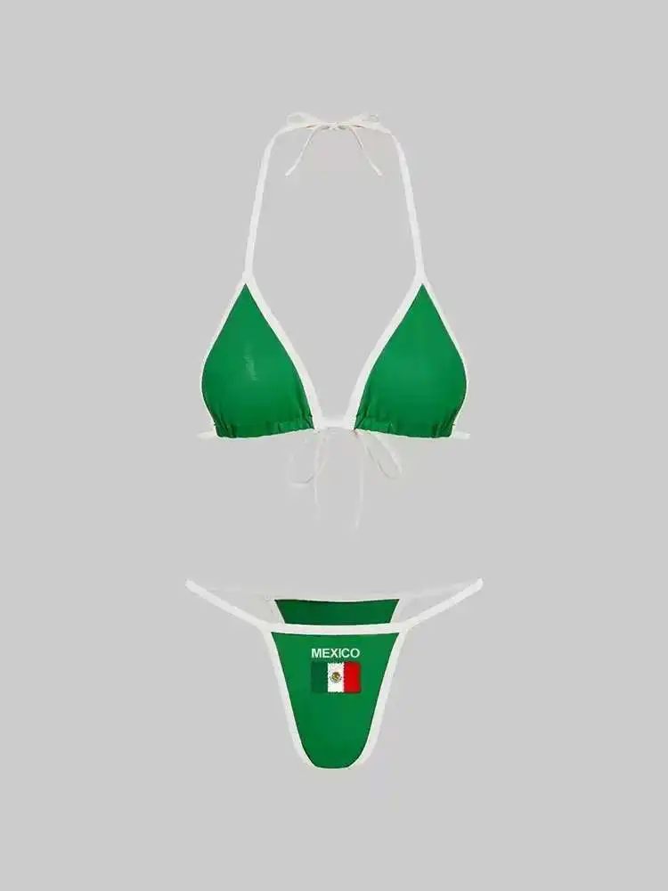 Brazylijskie bikini damskie — lekki letni strój kąpielowy Pomarańczowa czerwona