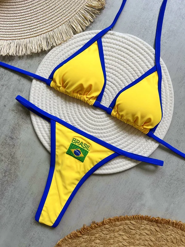 Brazylijskie bikini damskie — lekki letni strój kąpielowy Zielony