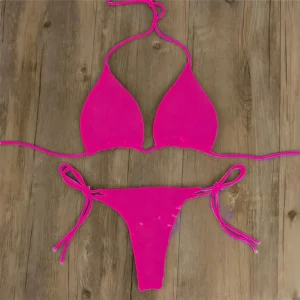 Brazylijskie bikini z wiązaniem regulowane Amarantowy