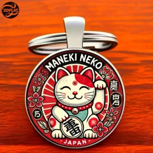 Breloczek Maneki Neko - japoński kot szczęścia do kluczy Czarny