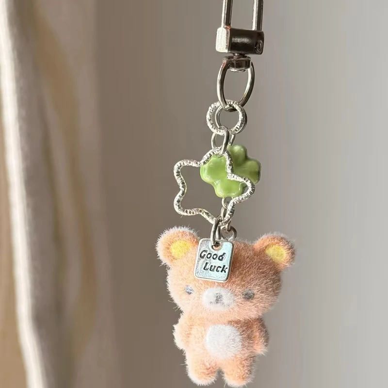 Breloczek do telefonu z misiem Rilakkuma – pluszowy zawieszka flokowana Czarny