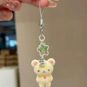 Breloczek do telefonu z misiem Rilakkuma – pluszowy zawieszka flokowana Fioletowy