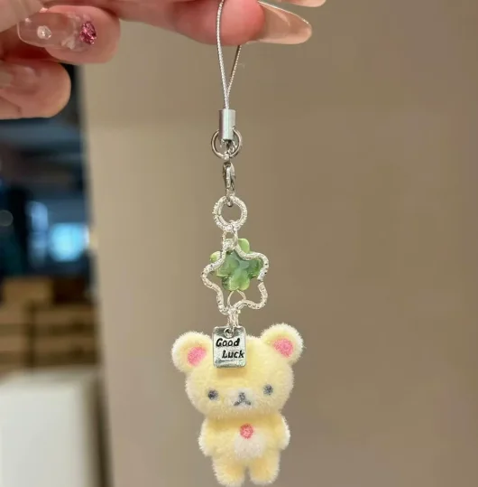 Breloczek do telefonu z misiem Rilakkuma – pluszowy zawieszka flokowana Fioletowy