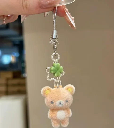 Breloczek do telefonu z misiem Rilakkuma – pluszowy zawieszka flokowana Złoto