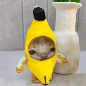 Brelok Banana Cat z głosem — pluszowy 17 cm Biały