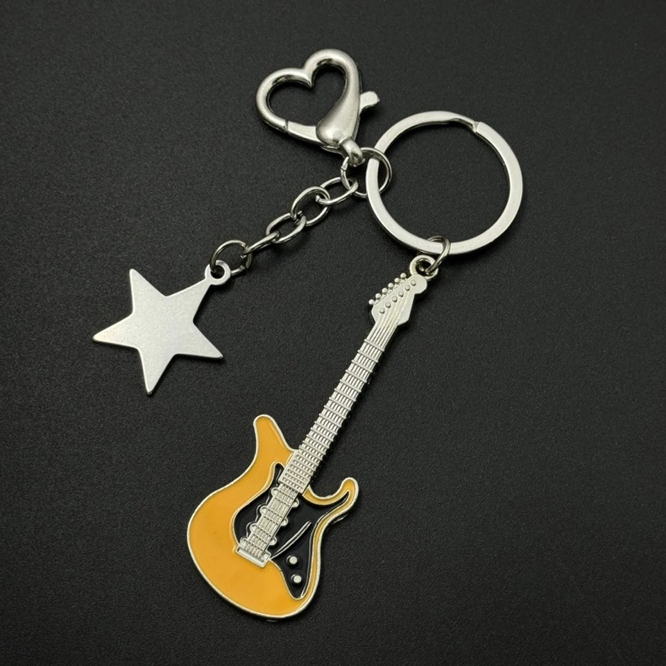 Brelok gitara z sercem - styl Rock Punk Y2K Szary