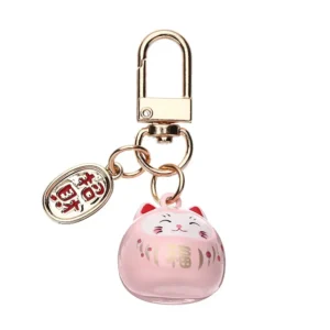 Brelok do kluczy japoński szczęśliwy kot Lucky Cat Różowy