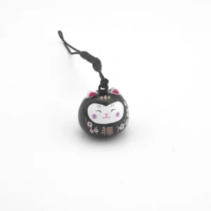 Brelok Maneki Neko - kot na szczęście do telefonu i torby Czarny