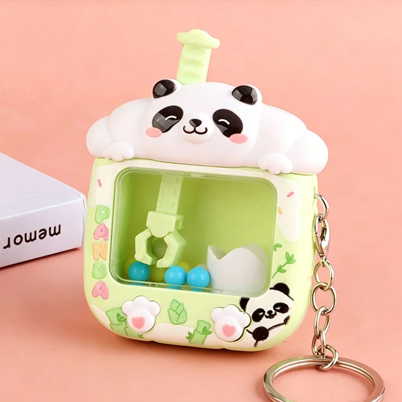 Brelok maszyna gacha z pandą i shiba inu – miniaturowa żółty