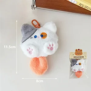 Brelok pluszowy kot kawaii miękki wisiorek do plecaka lub torby Biały