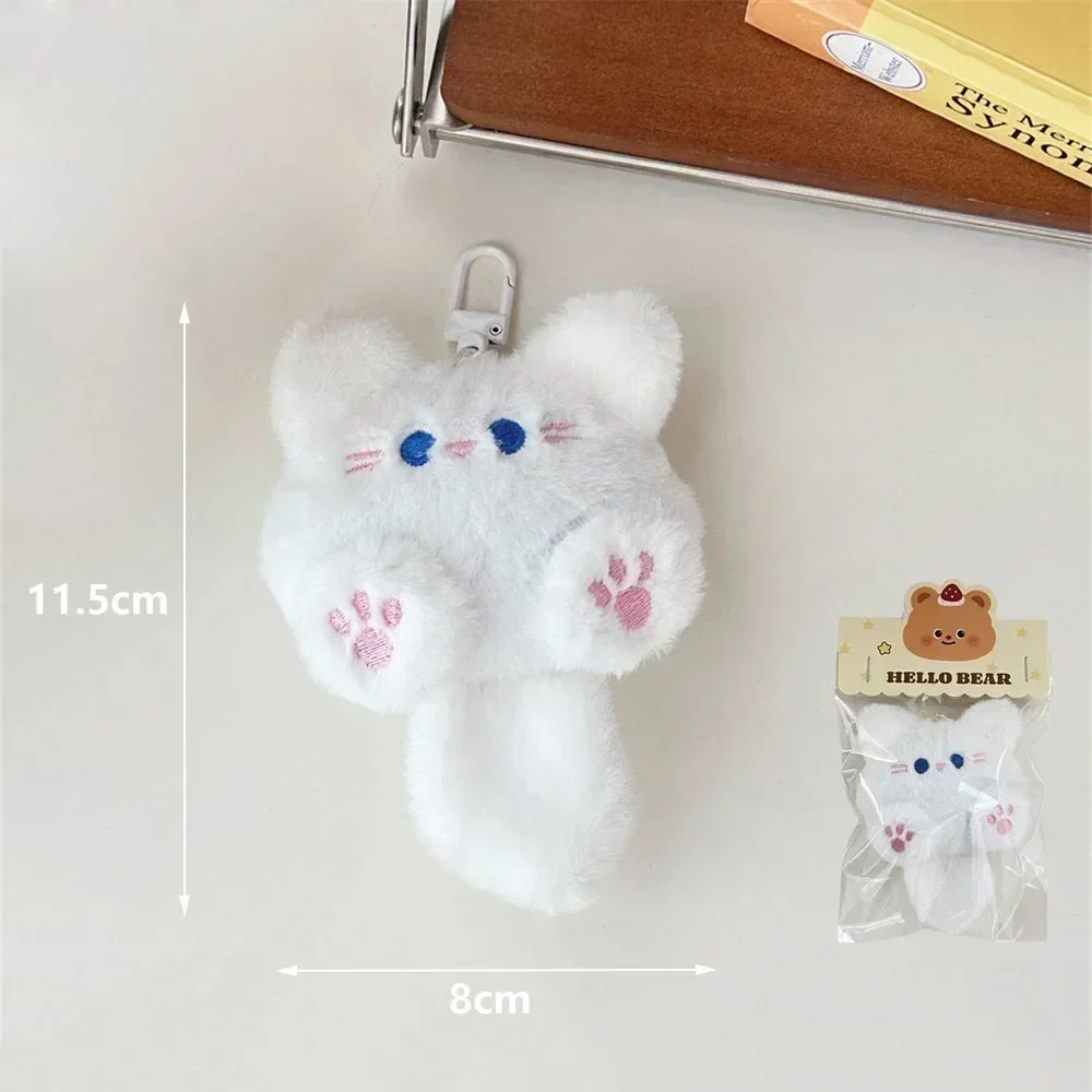 Brelok pluszowy kot kawaii miękki wisiorek do plecaka lub torby Czerwony