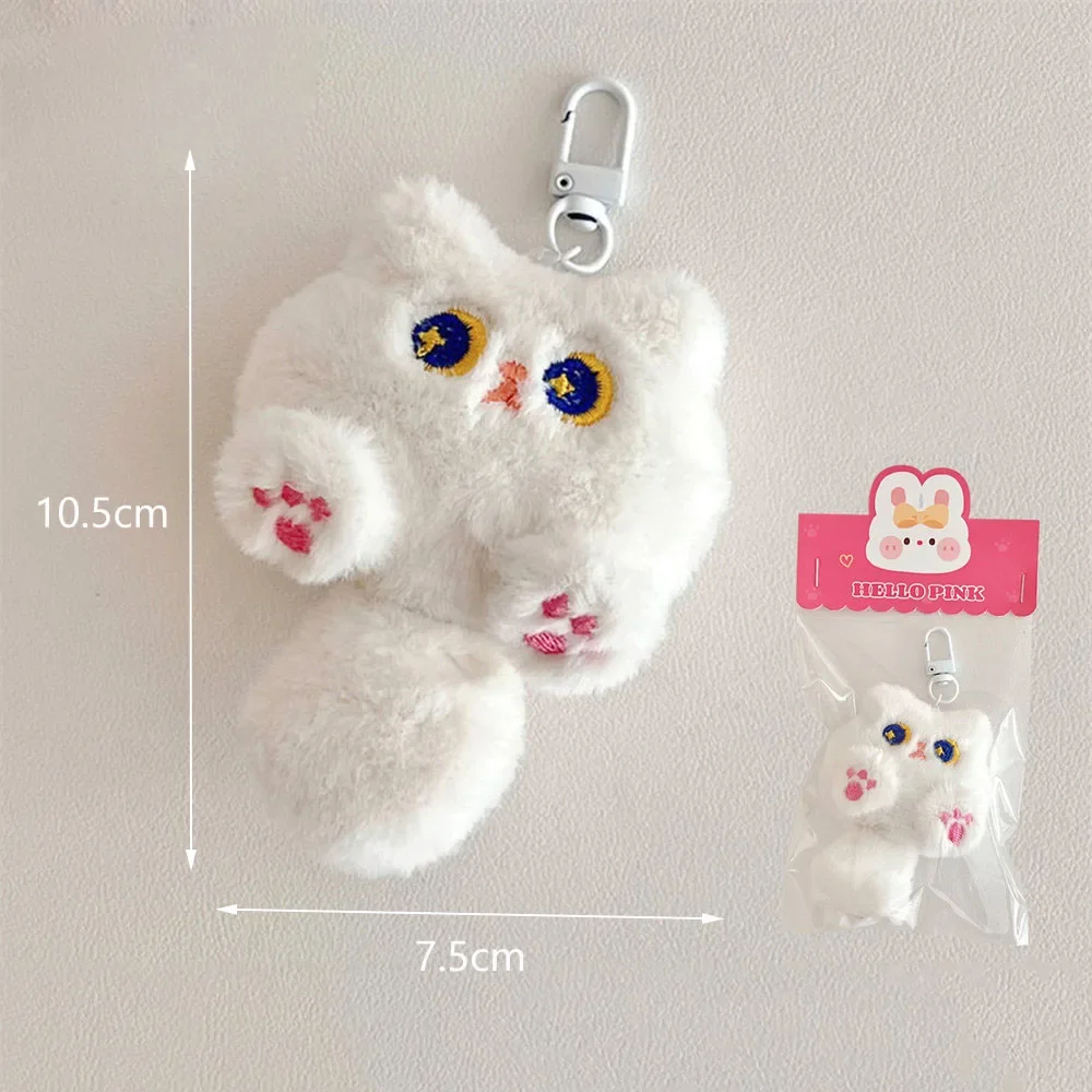 Brelok pluszowy kot kawaii miękki wisiorek do plecaka lub torby Szary