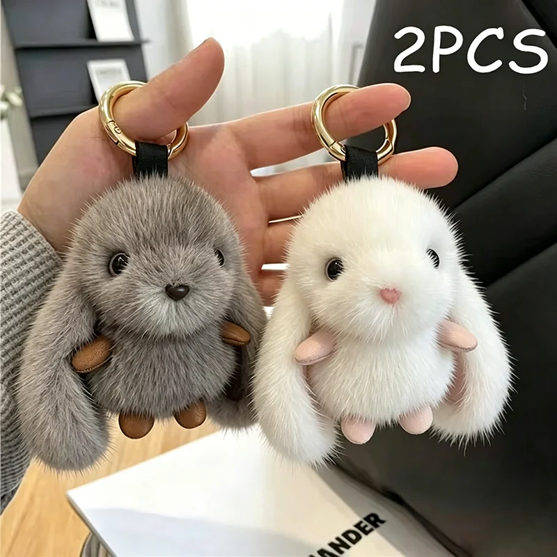 Brelok pluszowy królik do torebki i kluczy Czerwony