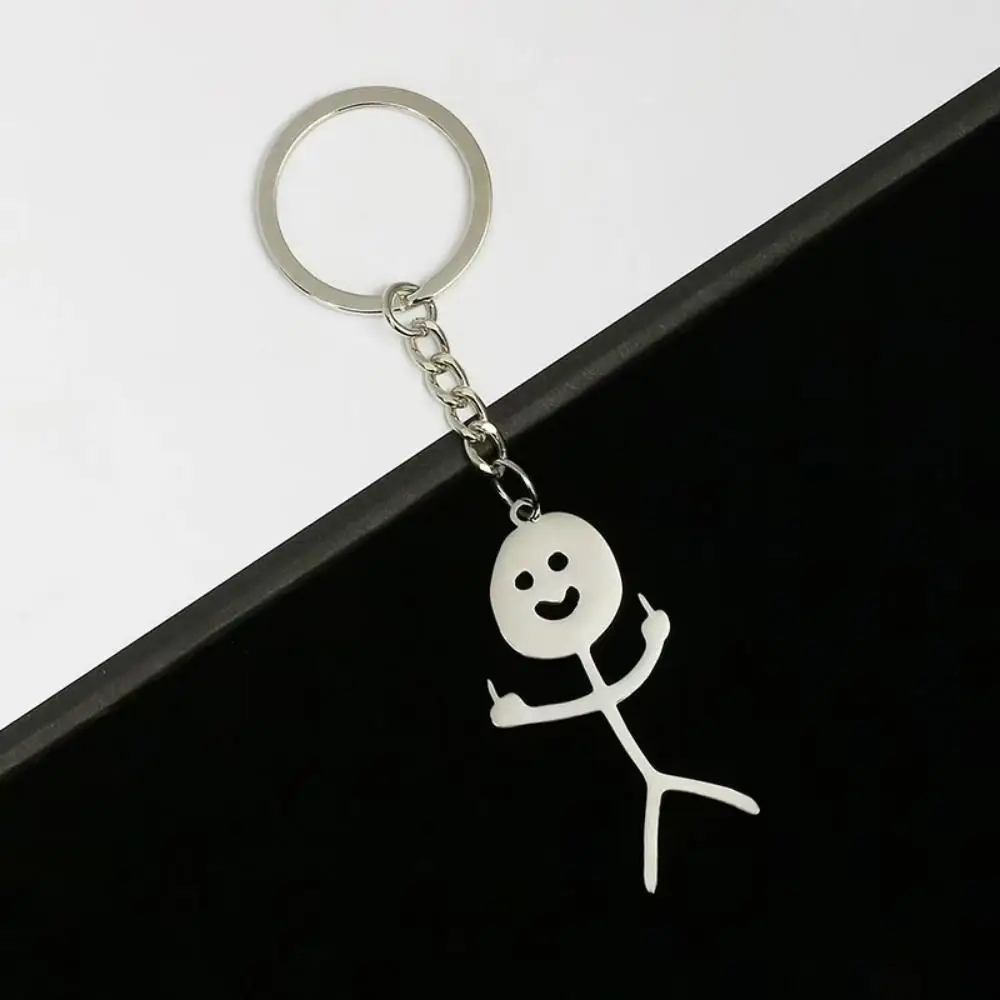Brelok do kluczy Stickman ze stali nierdzewnej z sercem Zielony
