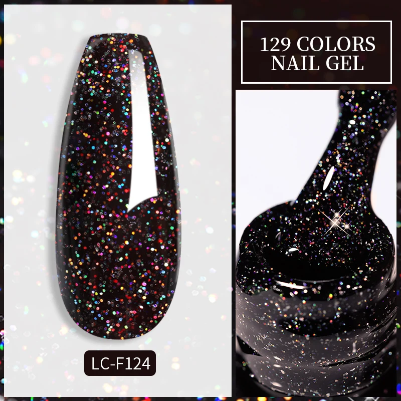 Brokatowy lakier hybrydowy LILYCUTE 7 ml z cekinami Lc f124