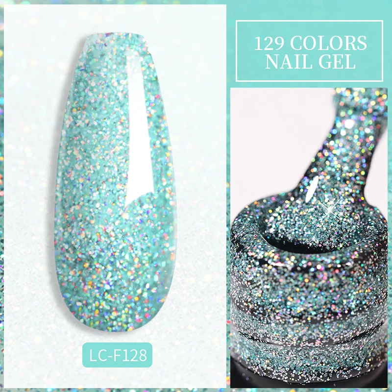 Brokatowy lakier hybrydowy LILYCUTE 7 ml z cekinami Lc f128