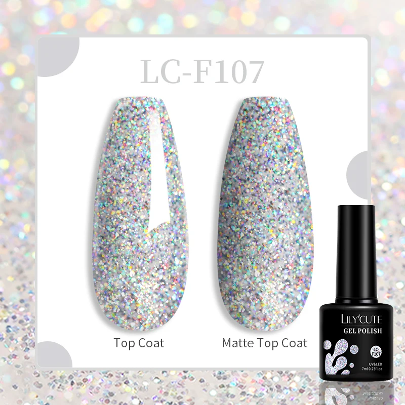 Brokatowy lakier hybrydowy LILYCUTE 7 ml 107