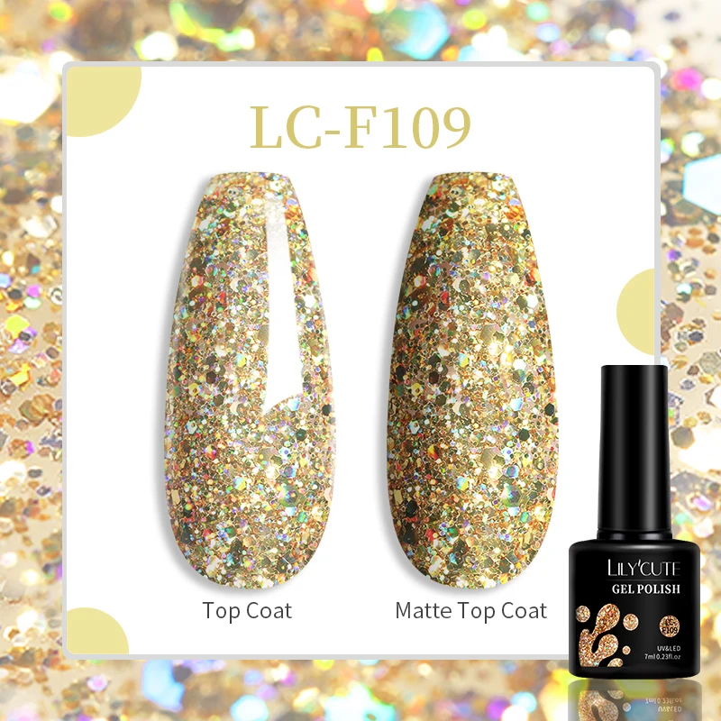 Brokatowy lakier hybrydowy LILYCUTE 7 ml 109