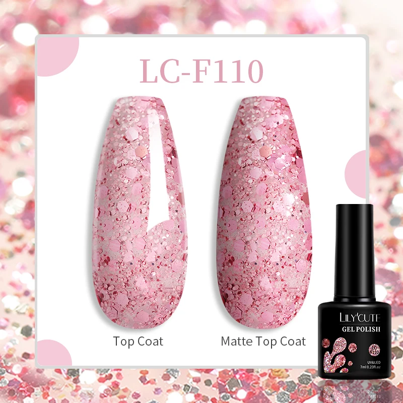 Brokatowy lakier hybrydowy LILYCUTE 7 ml 110
