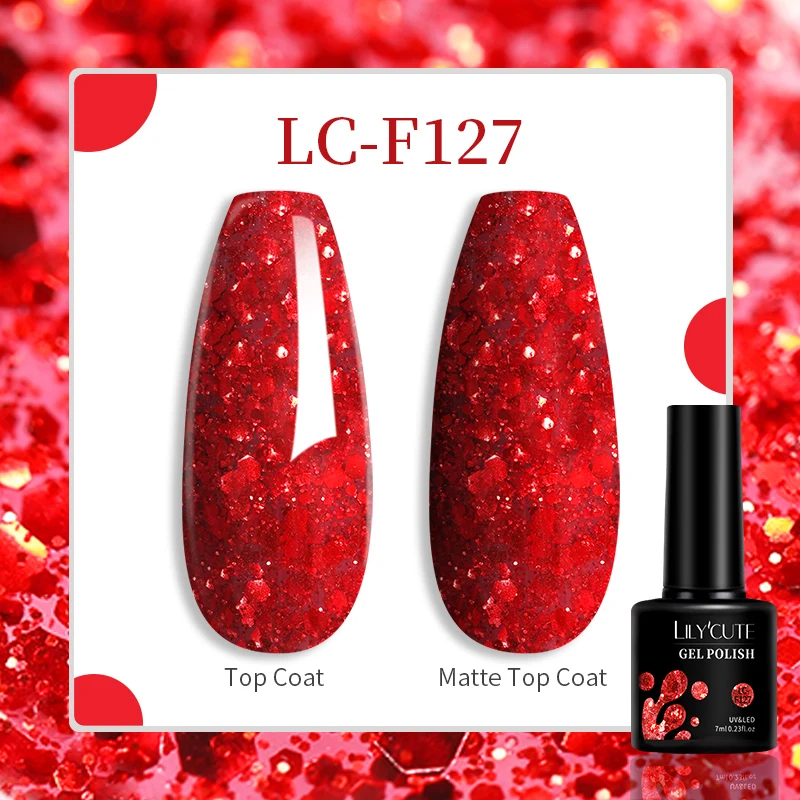 Brokatowy lakier hybrydowy LILYCUTE 7 ml 127